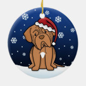 かわいいCartoon Dogue de Bordeaux Christmas セラミックオーナメント (裏面)