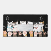 かわいいCat Desk Mat – かわいいオフィスやゲームデッキ デスクマット (キーボード&マウス)