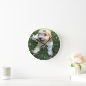 かわいいCAVAPOOの子犬 ラウンド壁時計 (ホーム)