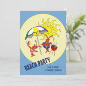 かわいいCrawfishのロブスターのビーチのパーティー 招待状 (スタンド正面)