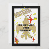 かわいいCrawfishビール黒の金ゴールドの驚きの誕生日 招待状 (裏面)