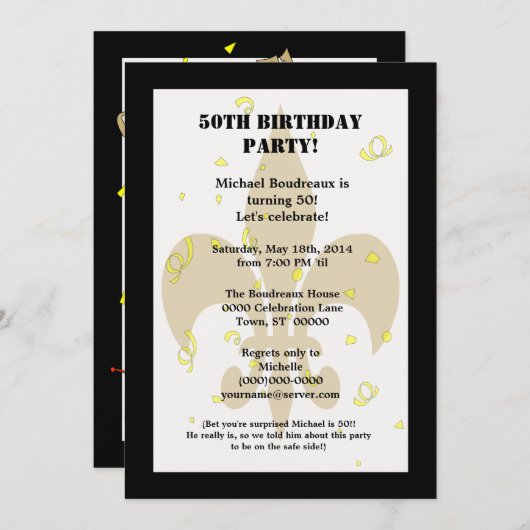 かわいいCrawfishビール黒の金ゴールドの驚きの誕生日 招待状 (正面/裏面)