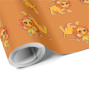 かわいいCrown Jungle Animal Kidsライオン王のギフト用包装紙 ラッピングペーパー