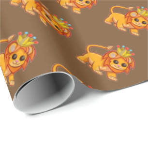 かわいいCrown Jungle Animal Kidsライオン王のギフト用包装紙 ラッピングペーパー
