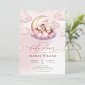 かわいいCubベビーベアーガールベビーシャワー 招待状 (スタンド正面)