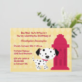 かわいいdalmationの小犬の誕生日のパーティの招待状 招待状 (スタンド正面)