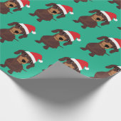 かわいいDaschundのクリスマスのクリスマスの包装紙 ラッピングペーパー (角)