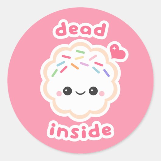 かわいいDead Inside Cookie ラウンドシール (正面)