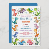 かわいいDInoベビー恐竜1st誕生日パーティー救T セーブザデート (正面/裏面)