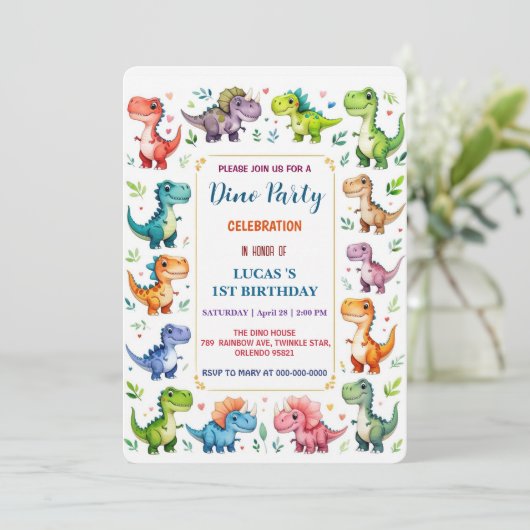 かわいいDInoベビー恐竜1st誕生日パーティー救T セーブザデート (スタンド正面)