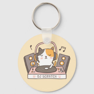 かわいいDJは子猫猫のしゃれKeychainを傷付けます キーホルダー