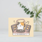 かわいいDJスクラッチキティキャットパンポストカード ポストカード (スタンド正面)