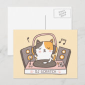 かわいいDJスクラッチキティキャットパンポストカード ポストカード (正面/裏面)