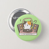 かわいいDJ猫のボタン 缶バッジ (正面&裏面)