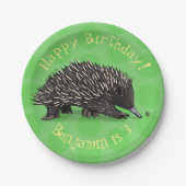 かわいいechidnaとビーの漫画のパーソナライズされた誕生日 ペーパープレート (正面)