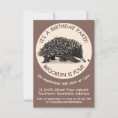 かわいいechidnaとビーの漫画の誕生日の招待 招待状 (正面)