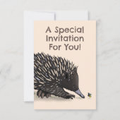 かわいいechidnaとビーの漫画の誕生日の招待 招待状 (裏面)