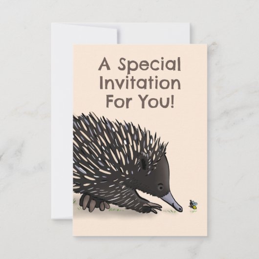 かわいいechidnaとビーの漫画の誕生日の招待 招待状 (裏面)