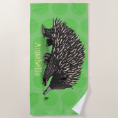 かわいいechidnaビー漫画イラストレーション ビーチタオル (正面)