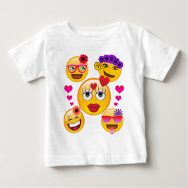 かわいいEmojiは子供へおよび大人に直面します ベビーTシャツ