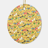 かわいいemoji愛はキスがパターン笑い微笑するのを聞きます セラミックオーナメント (左)