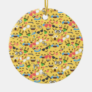 かわいいemoji愛はキスがパターン笑い微笑するのを聞きます セラミックオーナメント