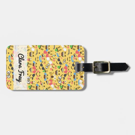 かわいいemoji愛はキスがパターン笑い微笑するのを聞きます ラゲッジタグ (正面横)