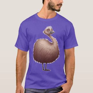 かわいいEMU鳥in漫画スタイル女の子 Tシャツ