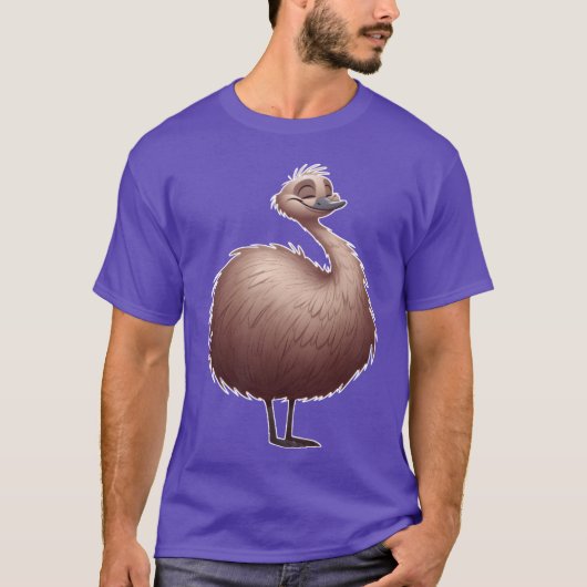 かわいいEMU鳥in漫画スタイル女の子 Tシャツ (正面)