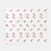 かわいいFamingos フリースブランケット (正面(横))