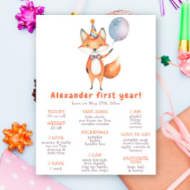 かわいいFOX 初めての誕生日 マイルストーン 誕生日 ポスター