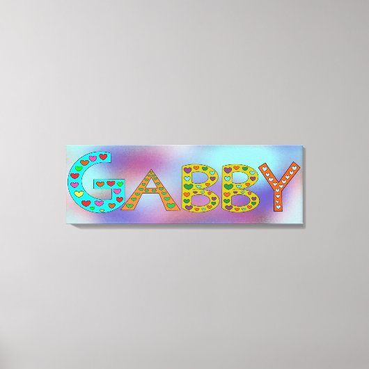 かわいいGABBY文字ガールの名前抽象芸術背景 キャンバスプリント (正面)