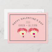 かわいいGalentinesデイフレンドピンクハート名 ポストカード (正面/裏面)