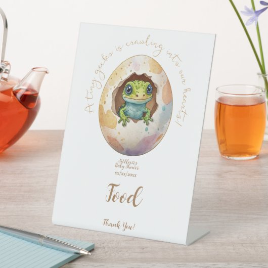 かわいいGecko Lizard卵ベイビーシャワー食品 台座サイン (インサイチュ)