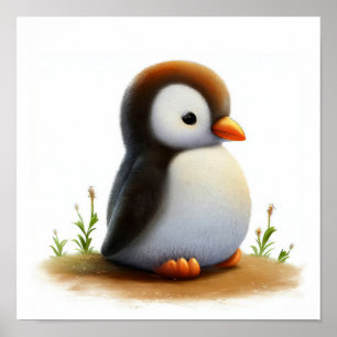 かわいいGentooペ絵を描ンギンの3D水彩画 ポスター