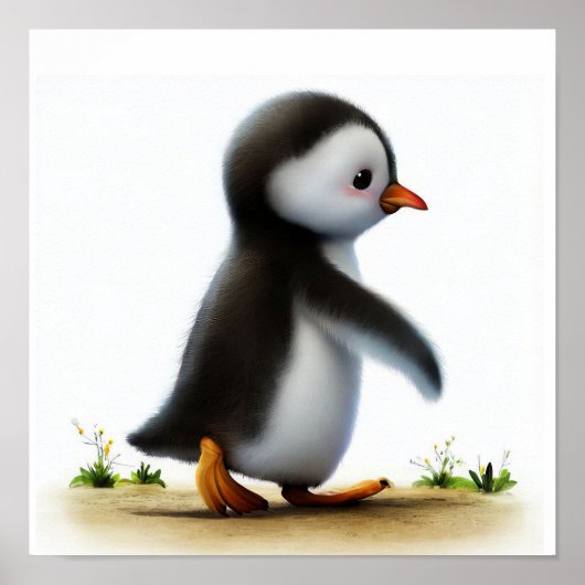 かわいいGentooペ絵を描ンギンの3D水彩画 ポスター (正面)