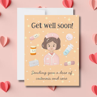 かわいいGet Well SoonかわいいMedical Cartoon ノートカード