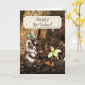 かわいいGroundhogのバースデー・カード カード (黄色い花)