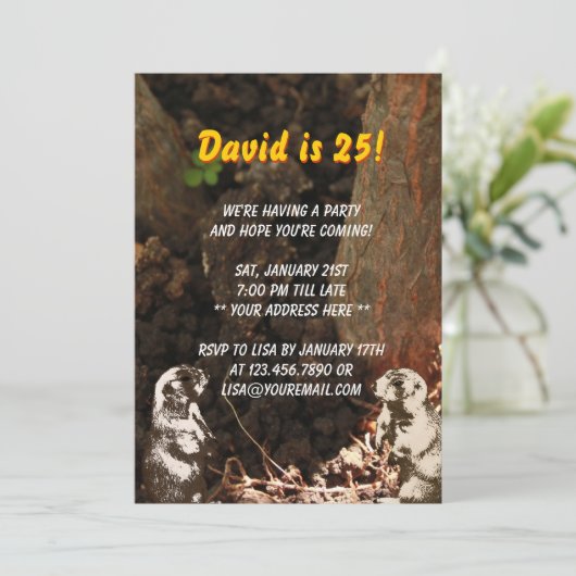 かわいいGroundhogsの誕生日のパーティの招待状 招待状 (スタンド正面)