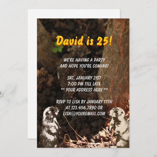 かわいいGroundhogsの誕生日のパーティの招待状 招待状 (正面/裏面)