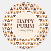 かわいいHamantaschenヘブライ語happy purimスタンプ ラウンドシール (正面)