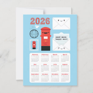 かわいいHappy Mail 2026カレンダー ポストカード