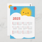 かわいいHappy Sun 2025カレンダー ポストカード (正面/裏面)