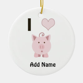 かわいいIのハートのブタDesgin セラミックオーナメント