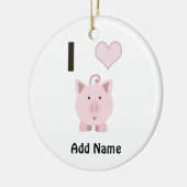 かわいいIのハートのブタDesgin セラミックオーナメント (左)