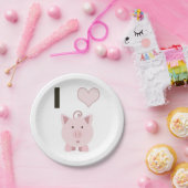 かわいいIのハートのブタDesgin ペーパープレート (パーティー)