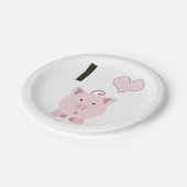 かわいいIのハートのブタDesgin ペーパープレート (アングル)