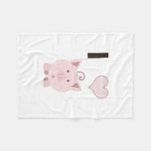 かわいいiハートピッグズデジン フリースブランケット (正面(横))