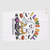 かわいいIラブ秋防止フィジカルセラピー幽霊 ゴルフタオル (横)