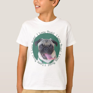 かわいいI愛パグ犬のデザイン Tシャツ